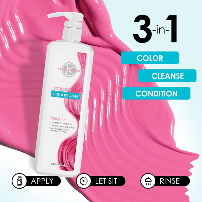 Keracolor Clenditioner LIGHT PINK Hair Dye - Semi Permanent Hair Color Depositing Conditioner, Cruelty-free, 33.8 Fl. Oz. - Image 4